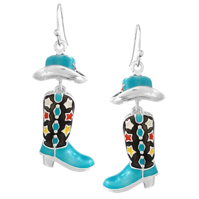 Small Enamel Cowboy Boot Earrings
