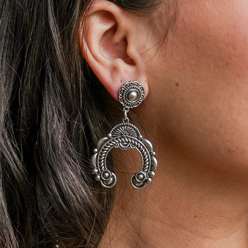 Silver Cast Squash Blossom Earrings