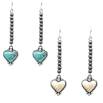 Heart Strings Earrings - Turquoise and Ivory