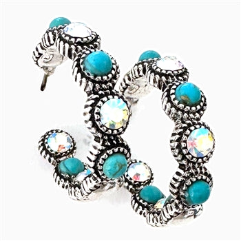 Wyo-Horse Wholesale Western Fashion Jewelry -JE451-Small-Inlayed-Stone-Hoops