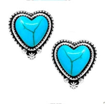 Turquoise Heart Stud Earrings - Turquoise