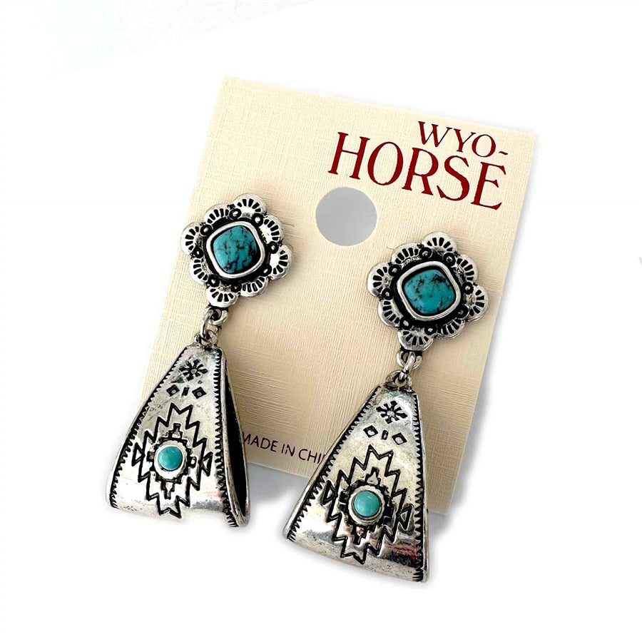 Wyo-Horse Wholesale Western Fashion Jewelry -JE464ST-Stirrup-Earrings-with-Longhorn-Embellishment