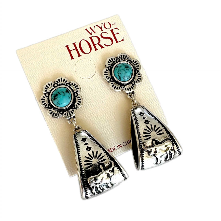 Wyo-Horse Wholesale Western Fashion Jewelry -JE464TQ-Medium-Turquoise-Tear-Drop-Earrings