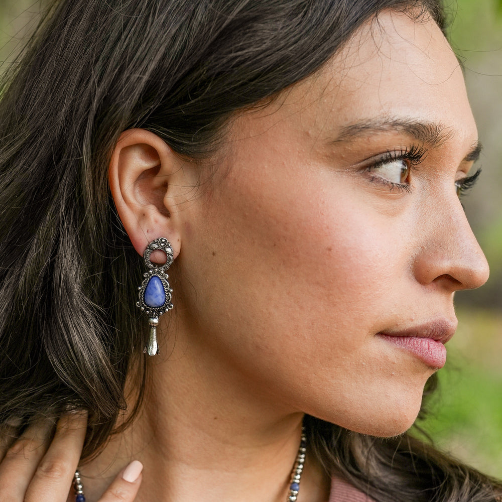 Delicate Squash Blossom Earrings - Turquoise & Ivory