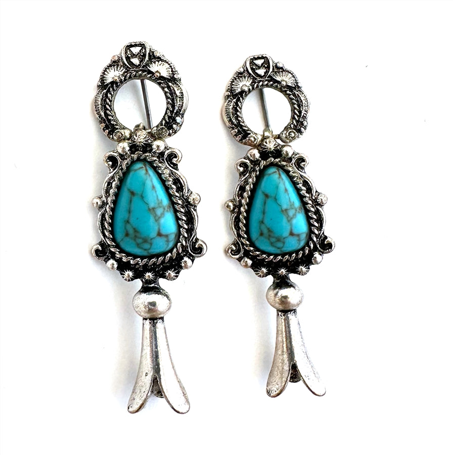 Delicate Squash Blossom Earrings - Turquoise & Ivory