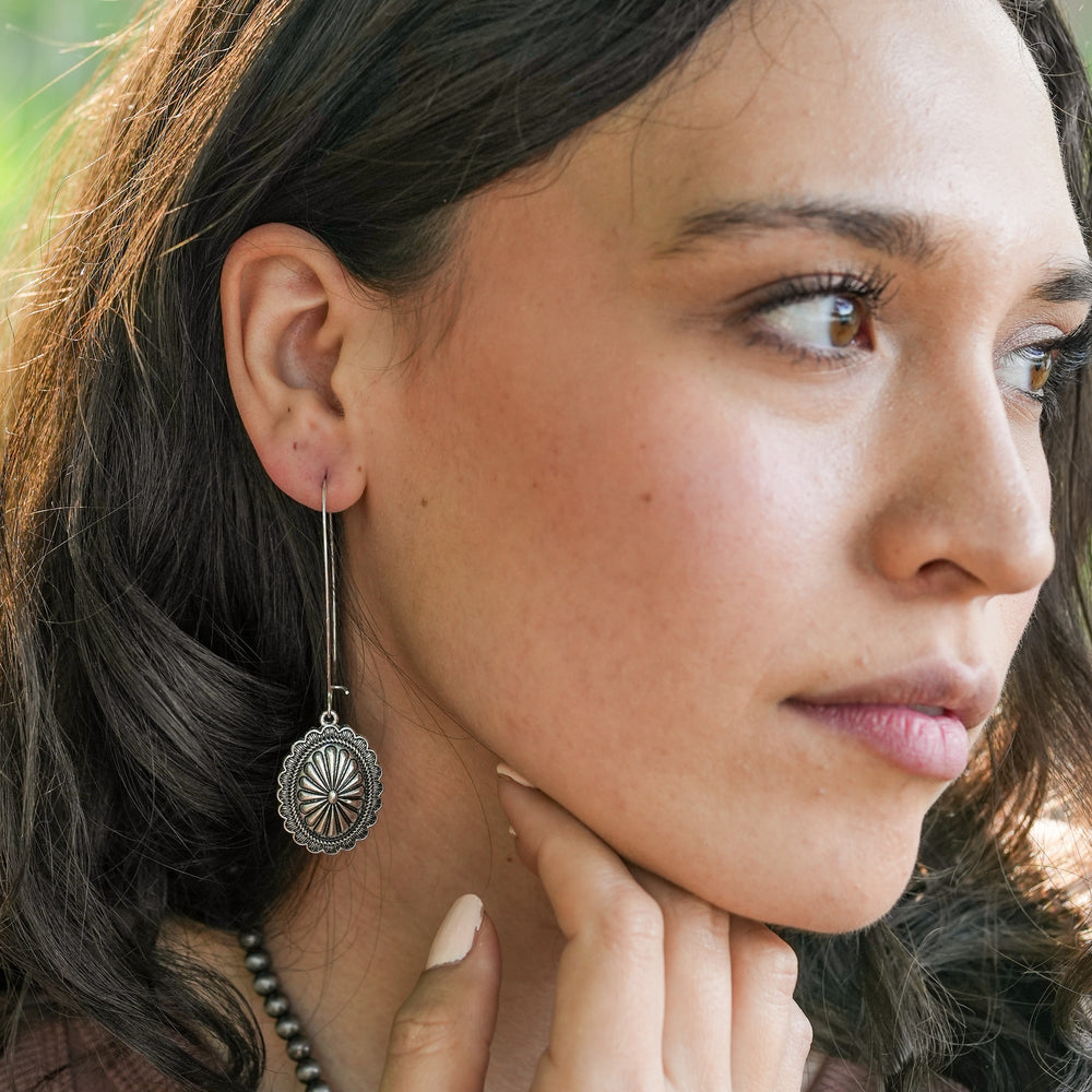 Hanging Concho Earrings - Silver, Gold or Copper