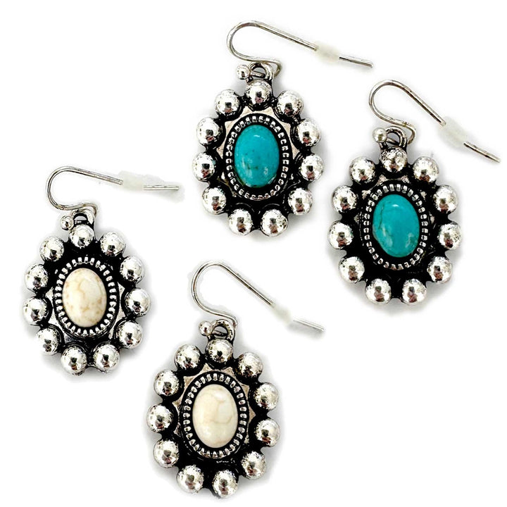 Round Rosary Earrings - AB, Ivory or Turquoise