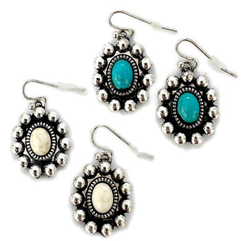 Round Rosary Earrings - AB, Ivory or Turquoise
