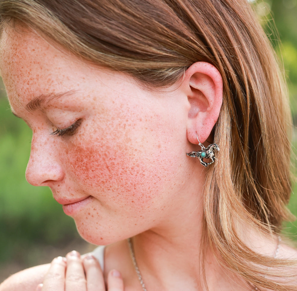 Native Horse Earrings - Silver