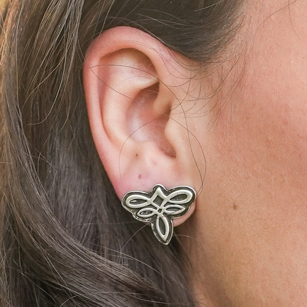 Dyecut Bootstitch Stud Earrings - Silver