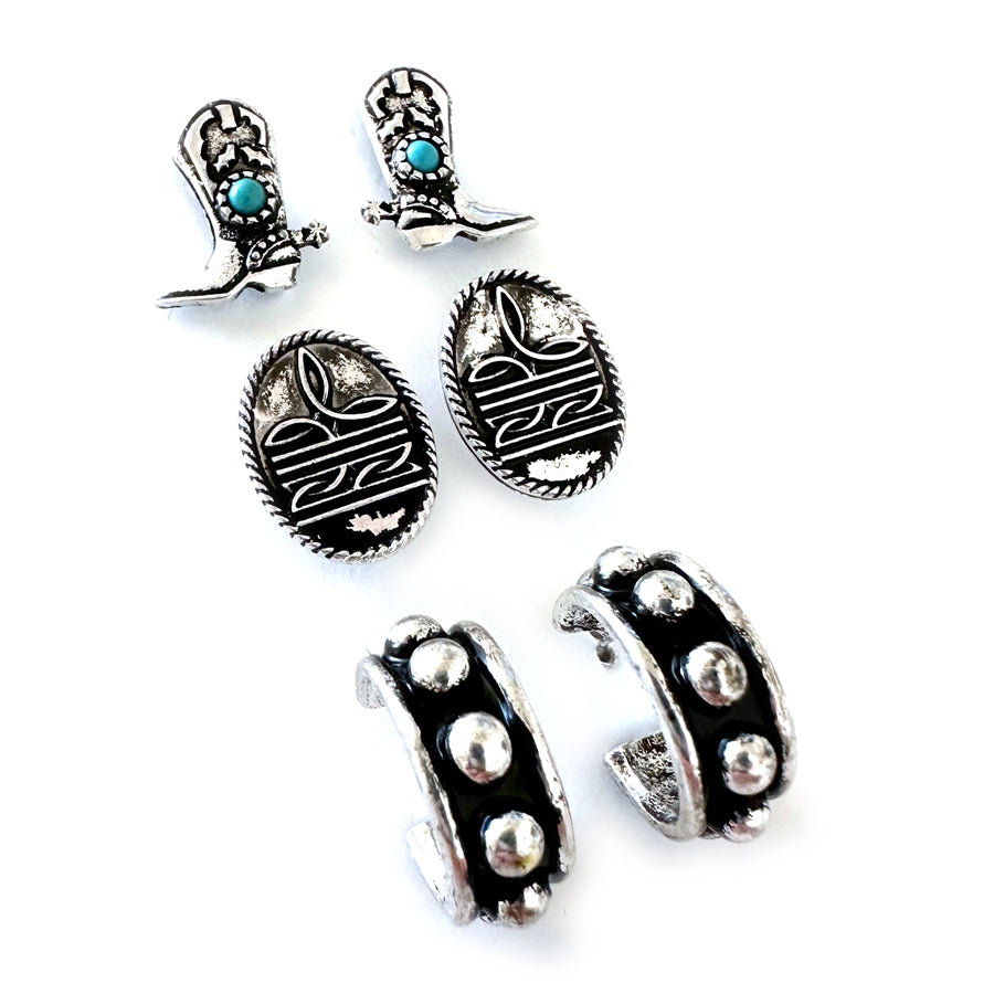 Wyo-Horse Wholesale Western Fashion Jewelry -JE485-3-Pack-of-Tuscon-Stud-Earrings