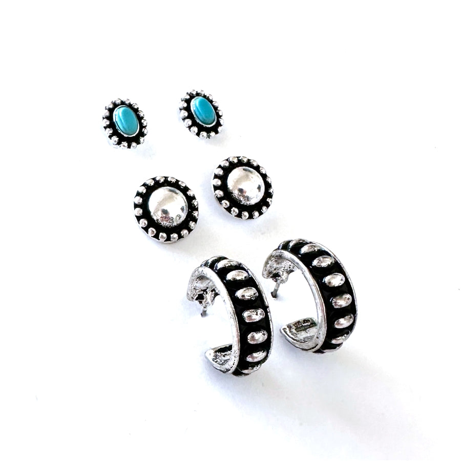 Wyo-Horse Wholesale Western Fashion Jewelry -JE486-tooled-Oval-Studs-Earrings