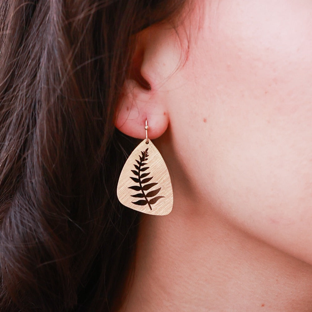 Brass Fern Earrings - Gold or Silver