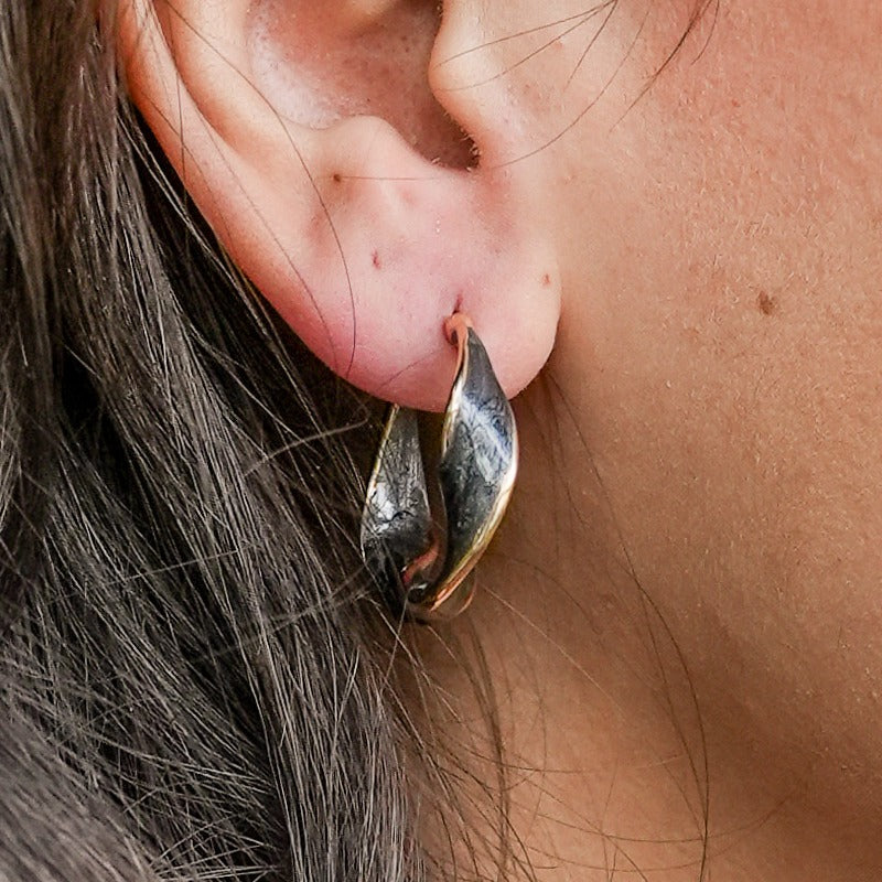 Twist Enamel Hoop Earrings - Black, Green, Blue, Orange, Ivory