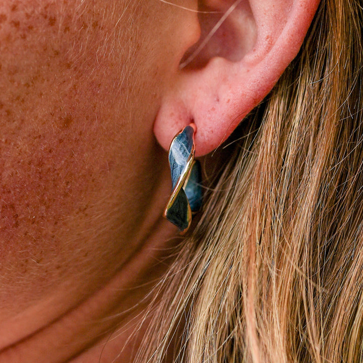 Twist Enamel Hoop Earrings - Black, Green, Blue, Orange, Ivory