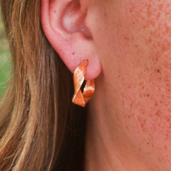 Twist Enamel Hoop Earrings - Black, Green, Blue, Orange, Ivory