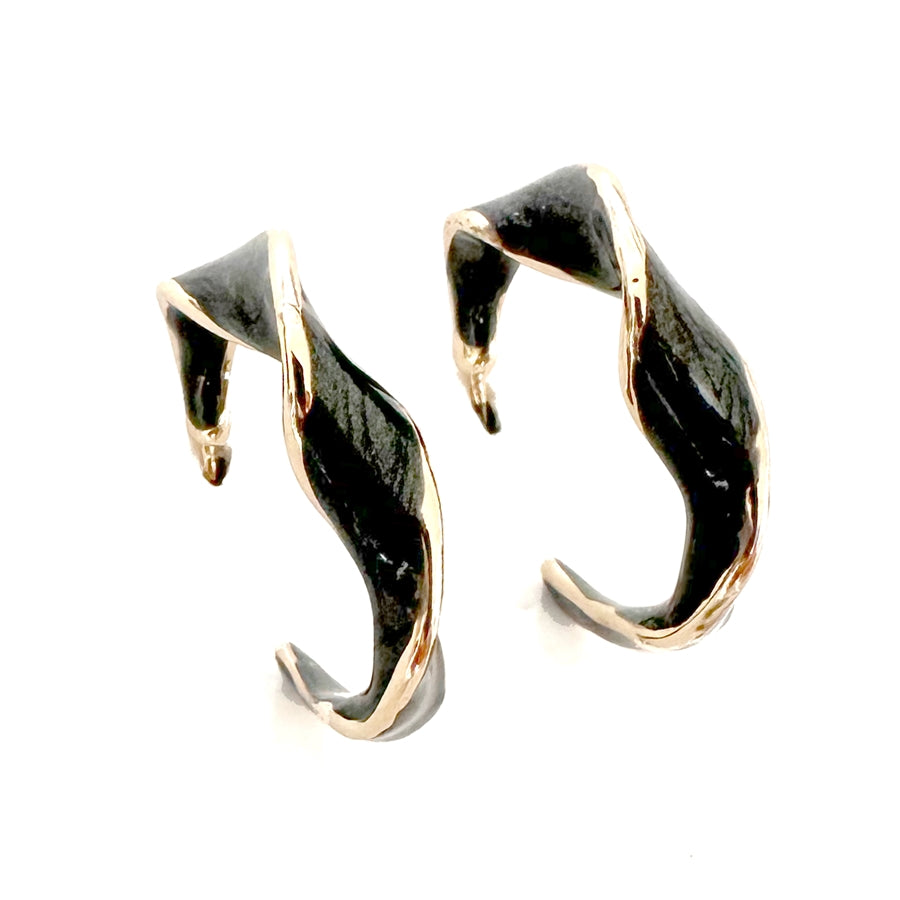 Twist Enamel Hoop Earrings - Black, Green, Blue, Orange, Ivory