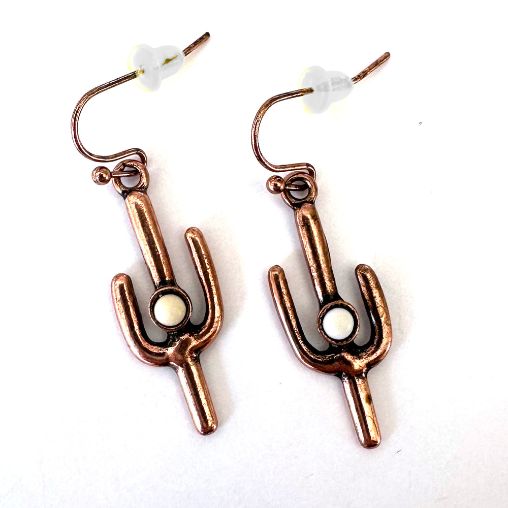 Min-Mod Cactus Earrings - Copper or Silver - Wyo-Horse - cheap cowgirl western fashion jewelry