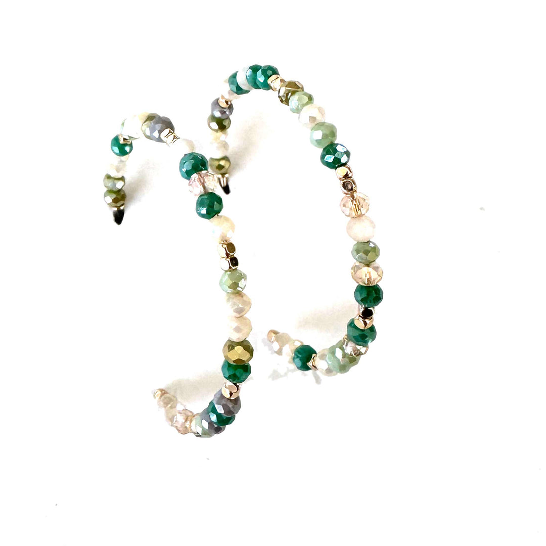 Glass Bead Hoops - Turquoise Green, Grey, Natural, Multi - Wyo-Horse - cheap cowgirl western fashion jewelry