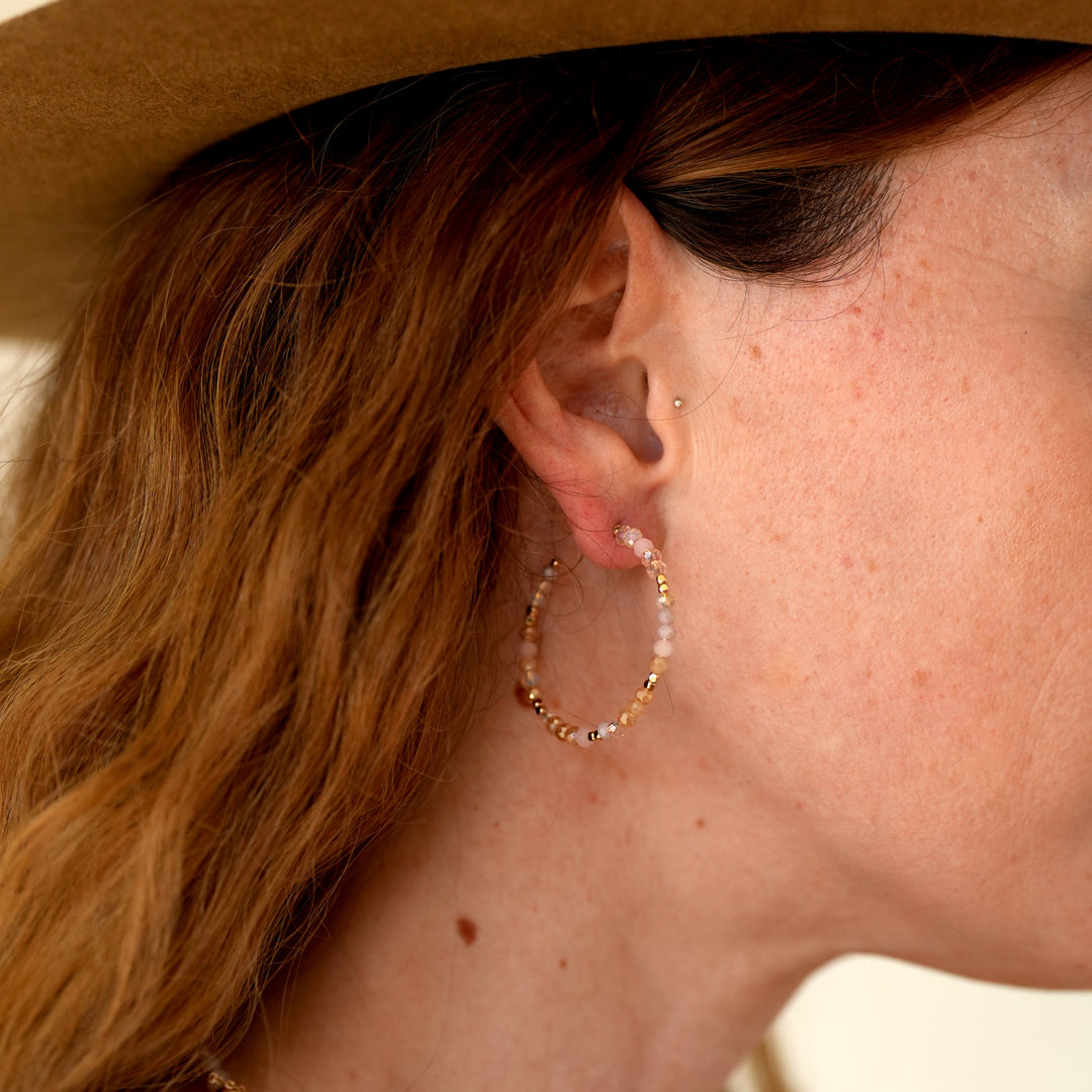 Glass Bead Hoops - Turquoise Green, Grey, Natural, Multi - Wyo-Horse - cheap cowgirl western fashion jewelry