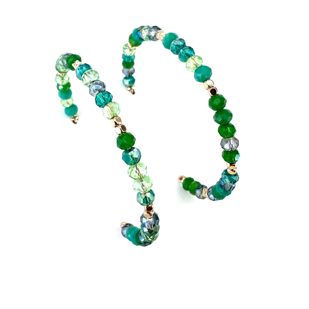 Glass Bead Hoops - Turquoise Green, Grey, Natural, Multi - Wyo-Horse - cheap cowgirl western fashion jewelry