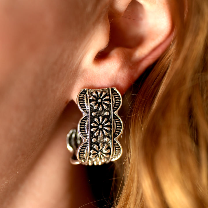 Fold Over Floral Earrings - Wyo-Horse - cheap cowgirl western fashion jewelry