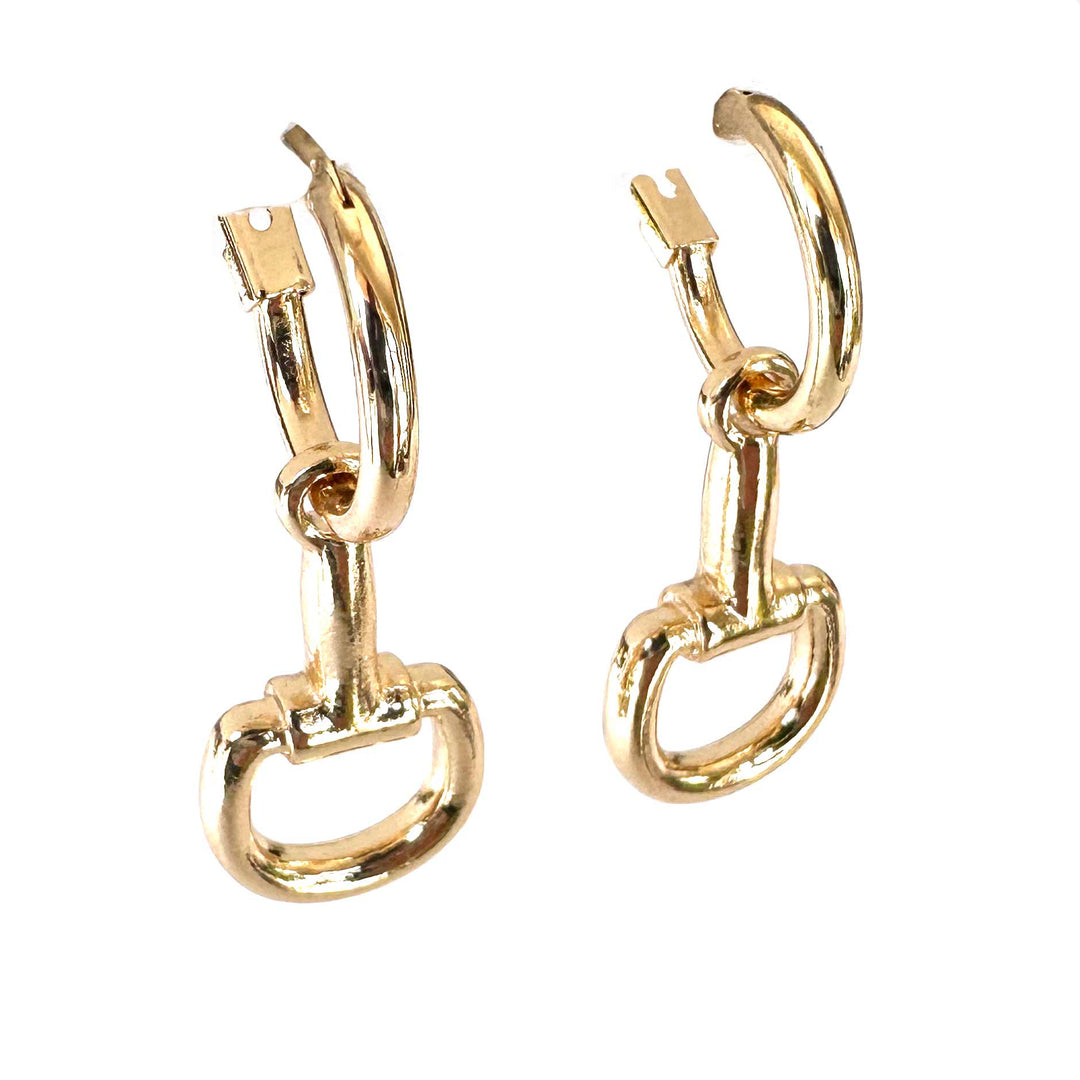 Half Bit Dangle and Small Hoop Earrings Silver or Gold - Wyo-Horse - cheap cowgirl western fashion jewelry