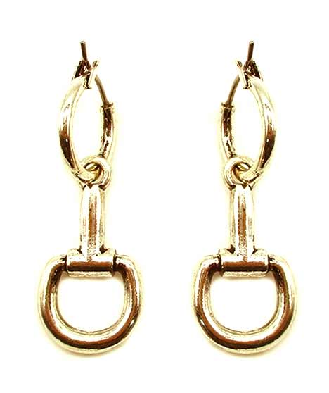 Half Bit Dangle and Small Hoop Earrings Silver or Gold - Wyo-Horse - cheap cowgirl western fashion jewelry