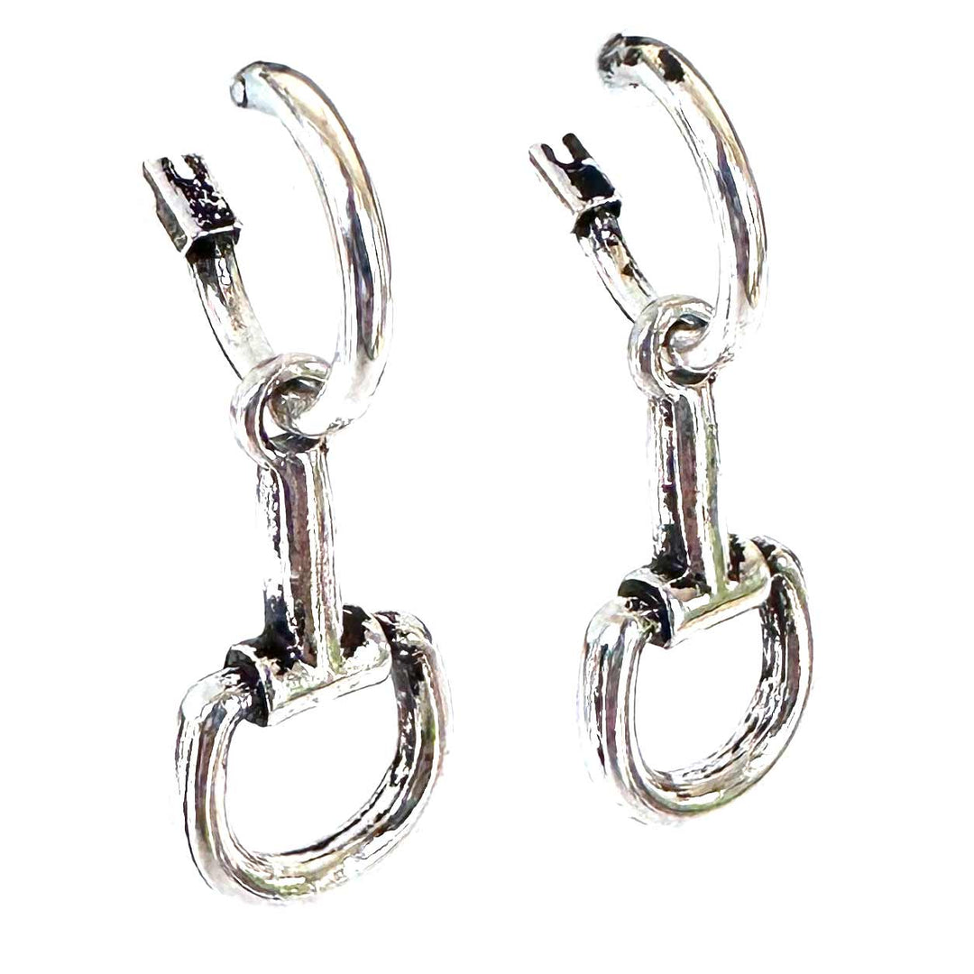 Half Bit Dangle and Small Hoop Earrings Silver or Gold - Wyo-Horse - cheap cowgirl western fashion jewelry
