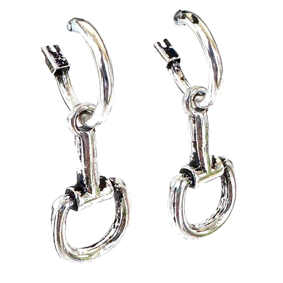 Half Bit Dangle and Small Hoop Earrings Silver or Gold - Wyo-Horse - cheap cowgirl western fashion jewelry