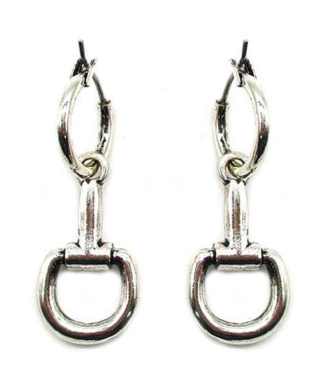 Half Bit Dangle and Small Hoop Earrings Silver or Gold - Wyo-Horse - cheap cowgirl western fashion jewelry