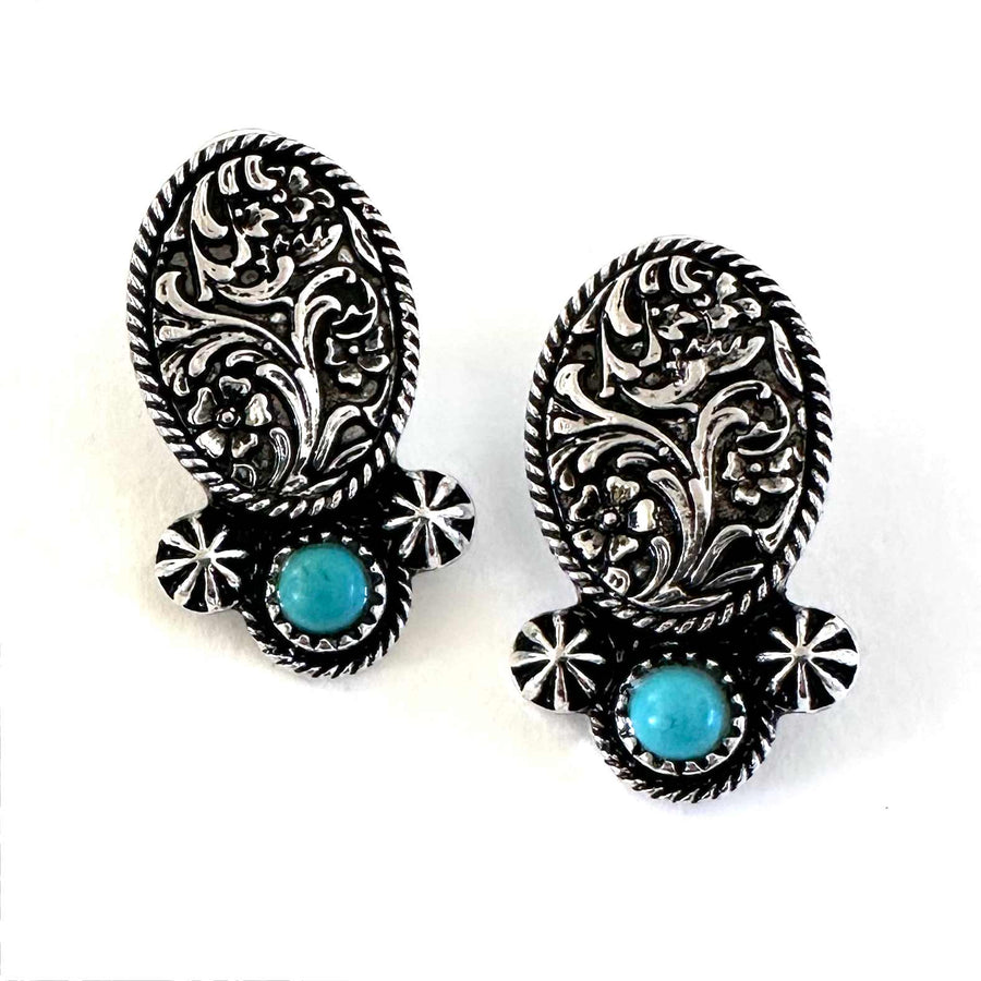 The Tulsa Tooled Oval Earrings - Wyo-Horse - cheap cowgirl western fashion jewelry