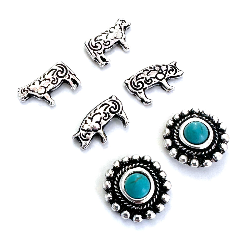 3 Pack Earrings Farm Theme - Wyo-Horse - cheap cowgirl western fashion jewelry