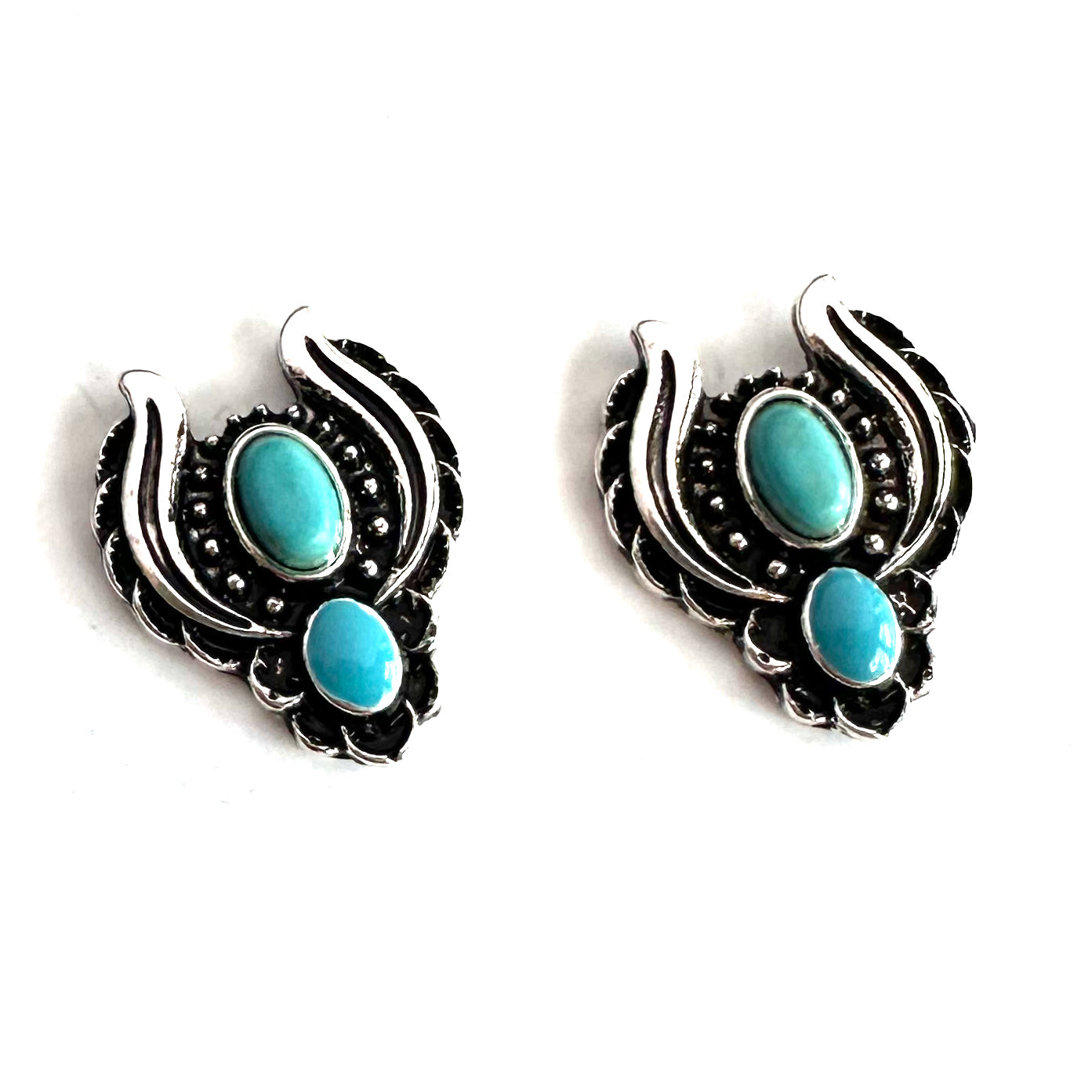 Turquoise Blossom Stud Earrings - Wyo-Horse - cheap cowgirl western fashion jewelry