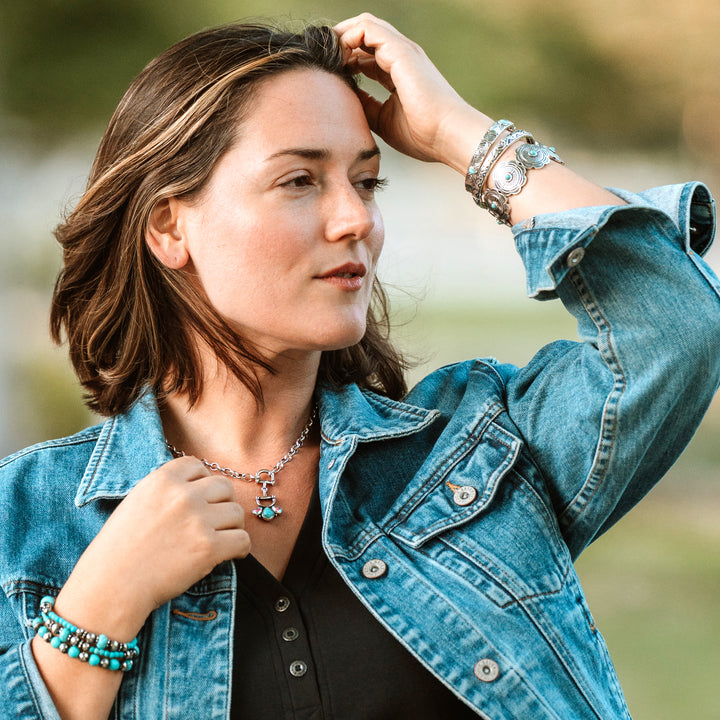 Snaffle Bit Earrings with Turquoise and AB Stones - Wyo-Horse - cheap cowgirl western fashion jewelry