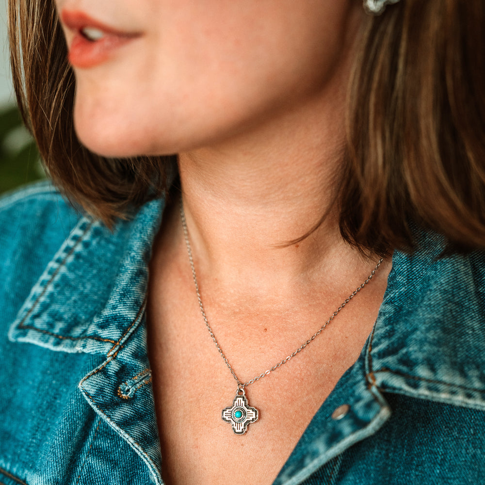 Traditional Zia Sun Burst Stud Necklace - Wyo-Horse - cheap cowgirl western fashion jewelry