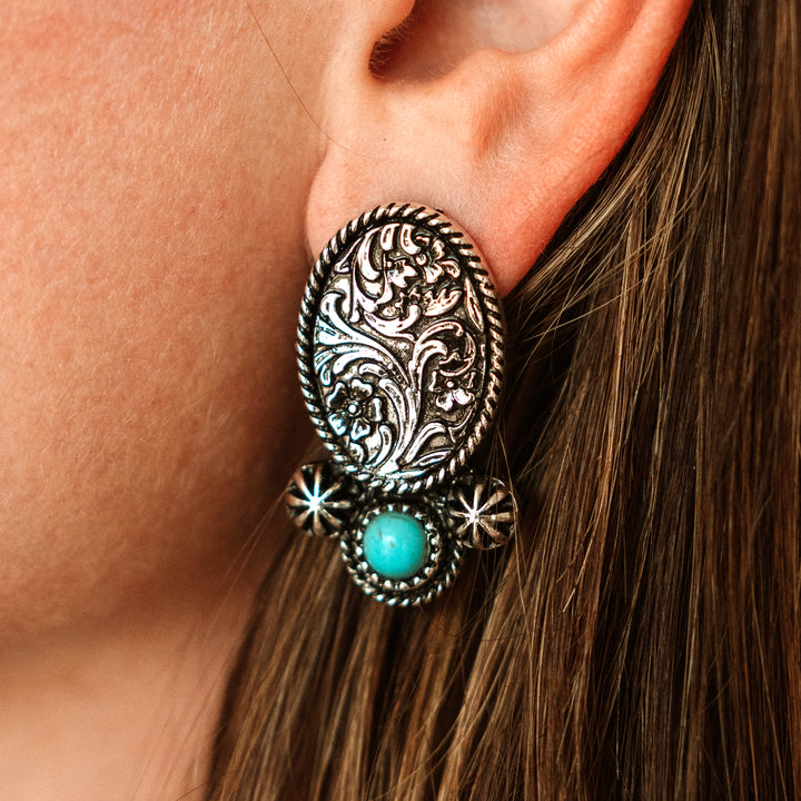 The Tulsa Tooled Oval Earrings - Wyo-Horse - cheap cowgirl western fashion jewelry