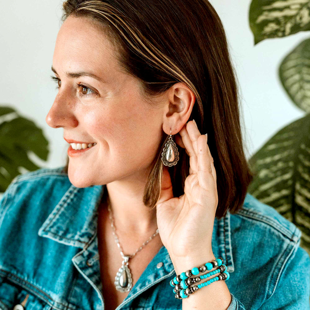 Simple Silver Western Teardrop Earrings - Wyo-Horse - cheap cowgirl western fashion jewelry