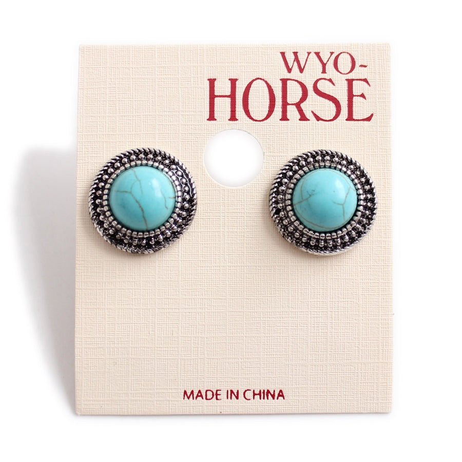 Classic Round Turquoise Stud Earrings