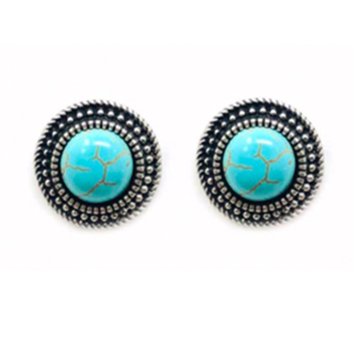 Classic Round Turquoise Stud Earrings
