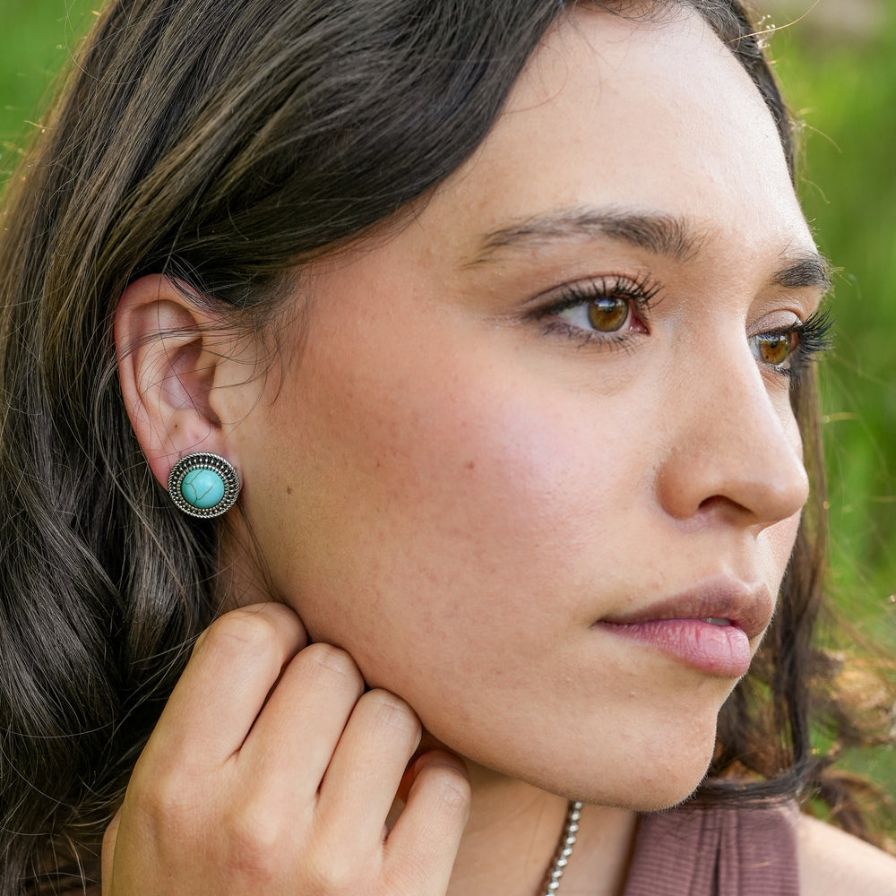 Classic Round Turquoise Stud Earrings