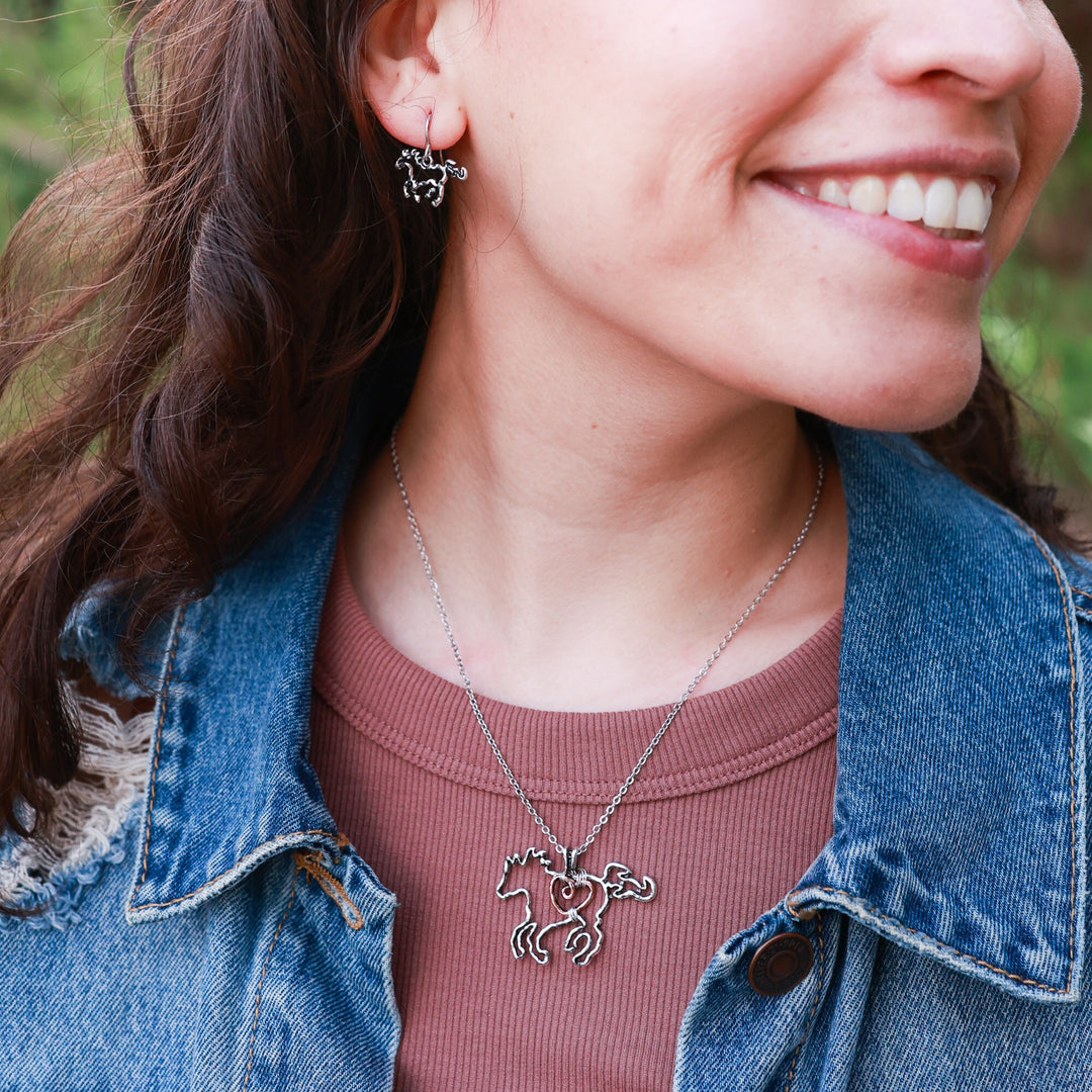 Wire Horse and Heart - Silver-Wyo-Horse