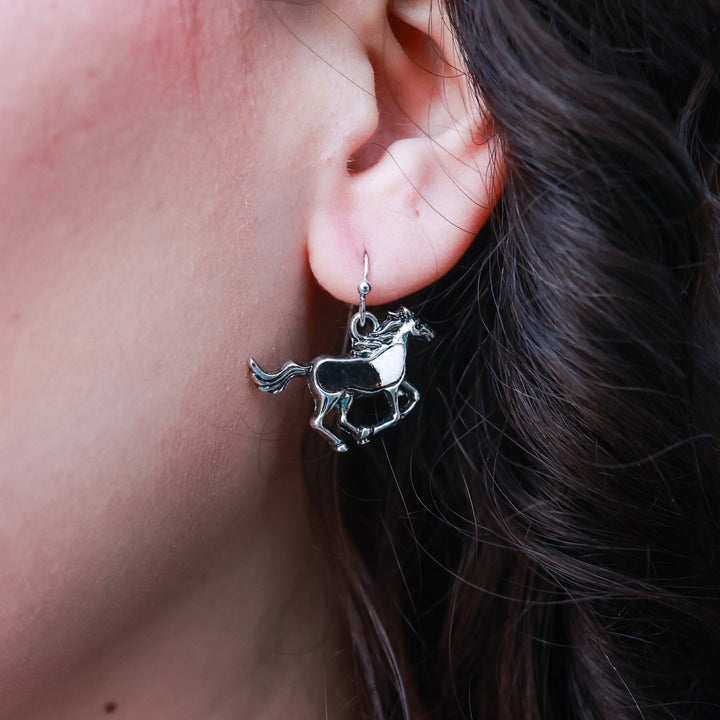 Hair on Hide Horse Earrings