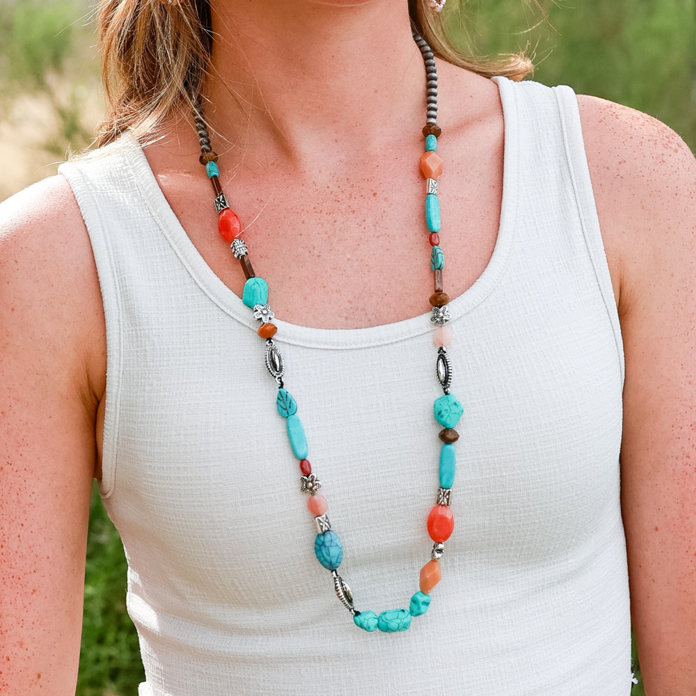 Large Natural Stones Beaded Necklace Set (31") - Package (3)-Wyo-Horse