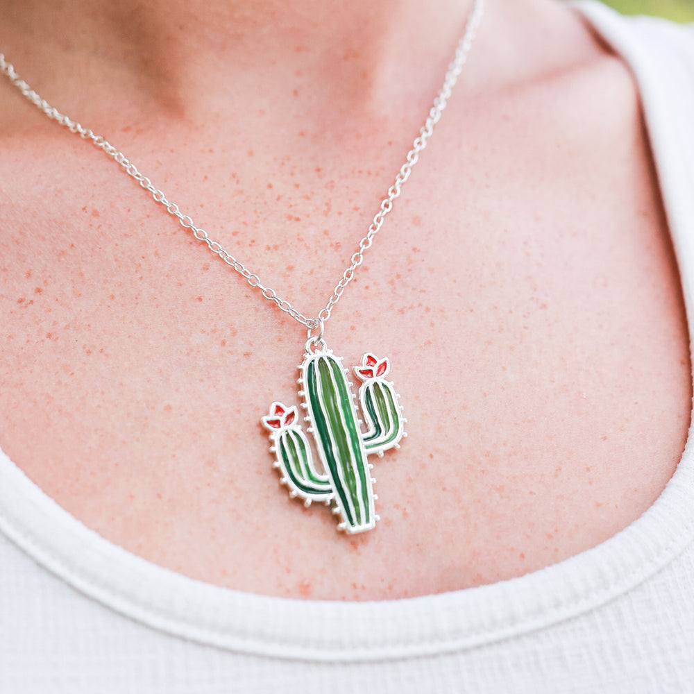 Stained Glass Cactus Necklace-Wyo-Horse