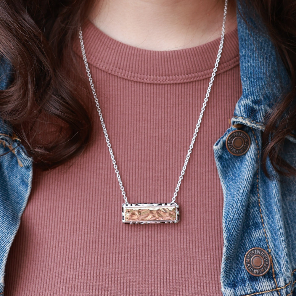 Two-Tone Bar Necklace-Wyo-Horse
