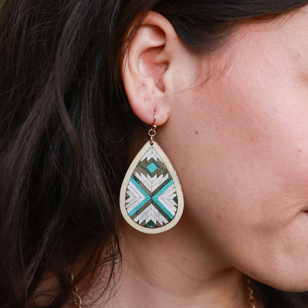 Chevron Parquette Wood Earrings