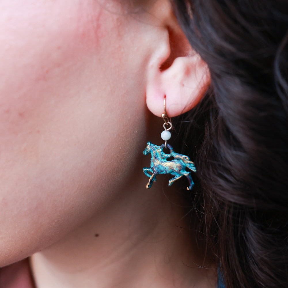 Show Horse Earrings - Patina