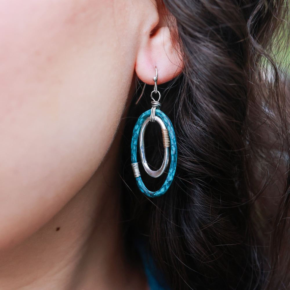 Double Oval Earrings - Patina or Two-Tone