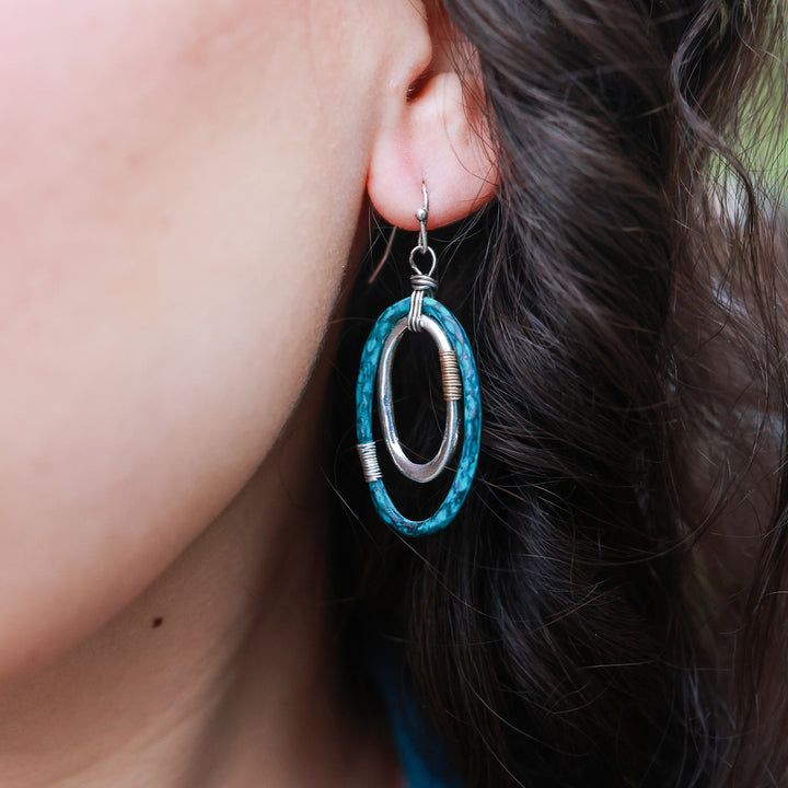 Double Oval Earrings - Patina or Two-Tone